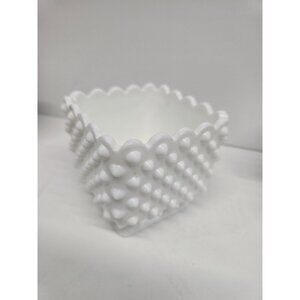 Vintage Fenton Milk Glass Square Planter Pot Stamped Fenton